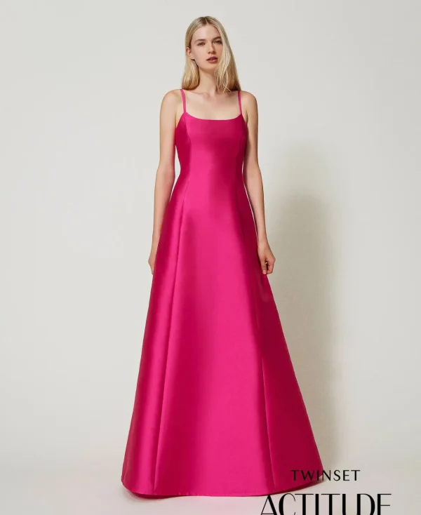 robe_longue_en_serg_mikad_0.webp Robes De Cérémonie | Robes Élégantes*TWINSET Milano Robe Longue En Sergé Mikado Super Pink