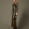 robe_longue_lame_avec_dra_0.webp Robes De Cérémonie*TWINSET Milano Robe Longue Lamée Avec Drapé Lamé Or/Noir