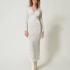 robe_longue_sans_coutures_0.webp Robes De Cérémonie | Robes Élégantes*TWINSET Milano Robe Longue Sans Coutures En Fil Treeblend Blanc Neige