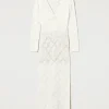 robe_longue_sans_coutures_1.webp Robes De Cérémonie | Robes Élégantes*TWINSET Milano Robe Longue Sans Coutures En Fil Treeblend Blanc Neige