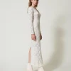 robe_longue_sans_coutures_2.webp Robes De Cérémonie | Robes Élégantes*TWINSET Milano Robe Longue Sans Coutures En Fil Treeblend Blanc Neige