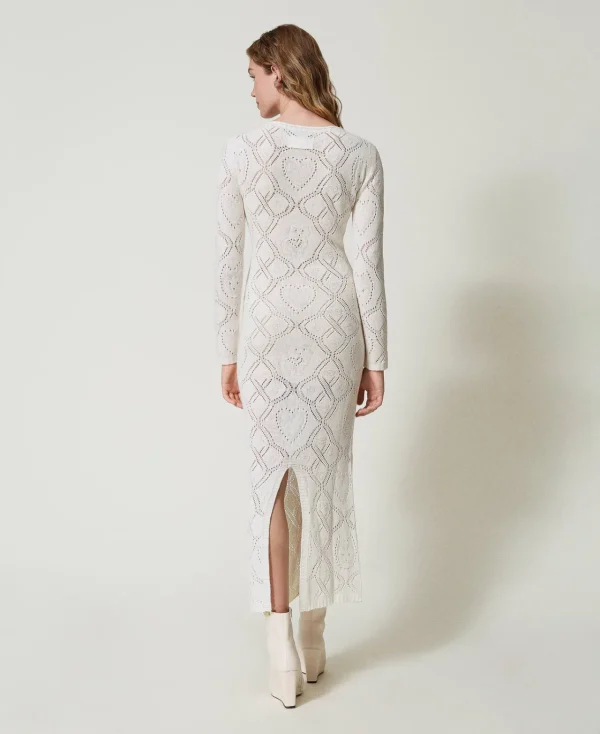 robe_longue_sans_coutures_3.webp Robes De Cérémonie | Robes Élégantes*TWINSET Milano Robe Longue Sans Coutures En Fil Treeblend Blanc Neige