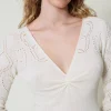 robe_longue_sans_coutures_4.webp Robes De Cérémonie | Robes Élégantes*TWINSET Milano Robe Longue Sans Coutures En Fil Treeblend Blanc Neige
