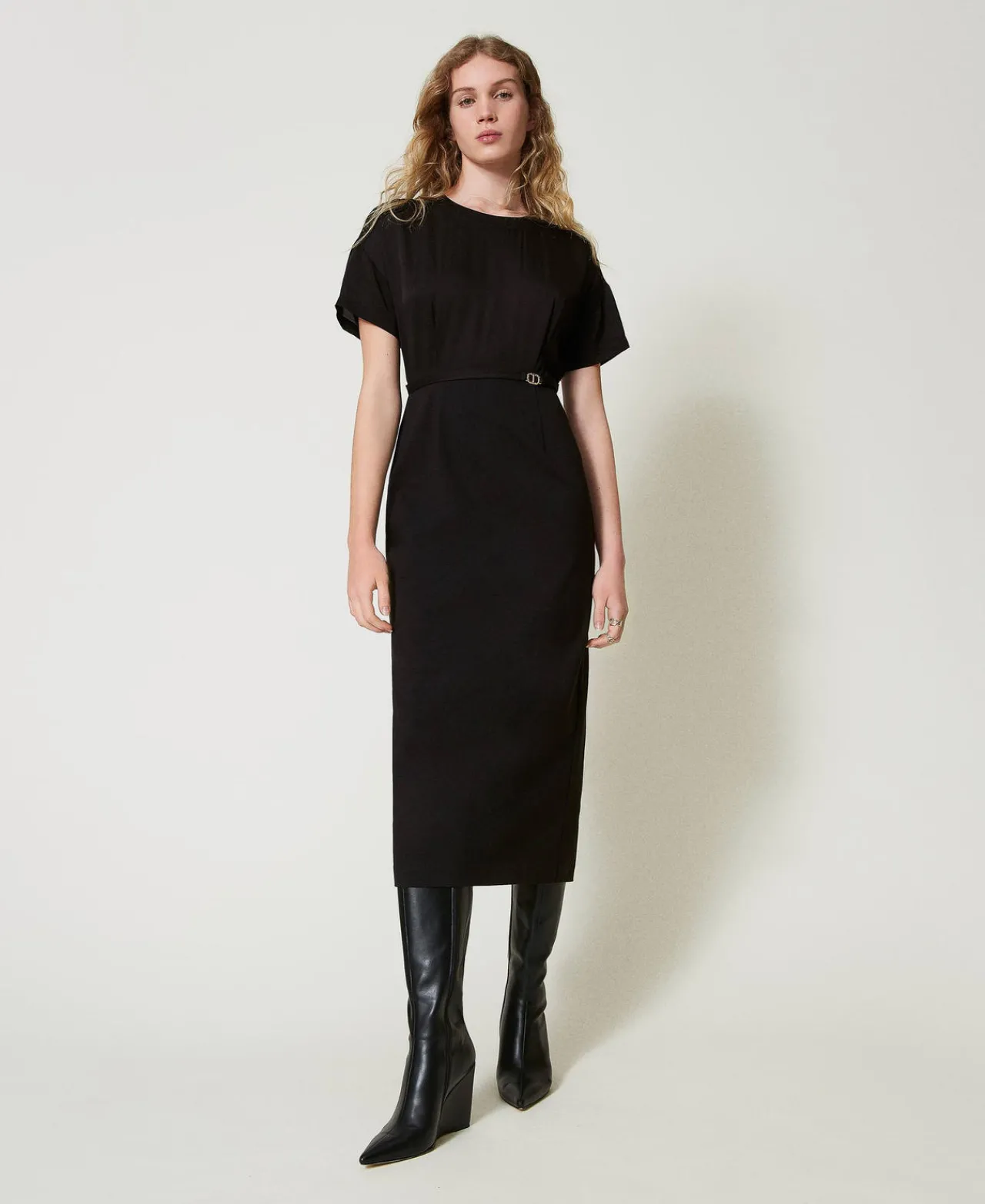Robes De Cérémonie | Robes Élégantes*TWINSET Milano Robe Midi Avec Bride Oval T Noir