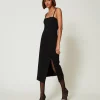 robe_midi_avec_fente_3.webp Robes De Cérémonie | Robes Élégantes*TWINSET Milano Robe Midi Avec Fente Noir