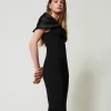 robe_midi_avec_insertion__2.webp Robes De Cérémonie | Robes Élégantes*TWINSET Milano Robe Midi Avec Insertion En Satin Noir
