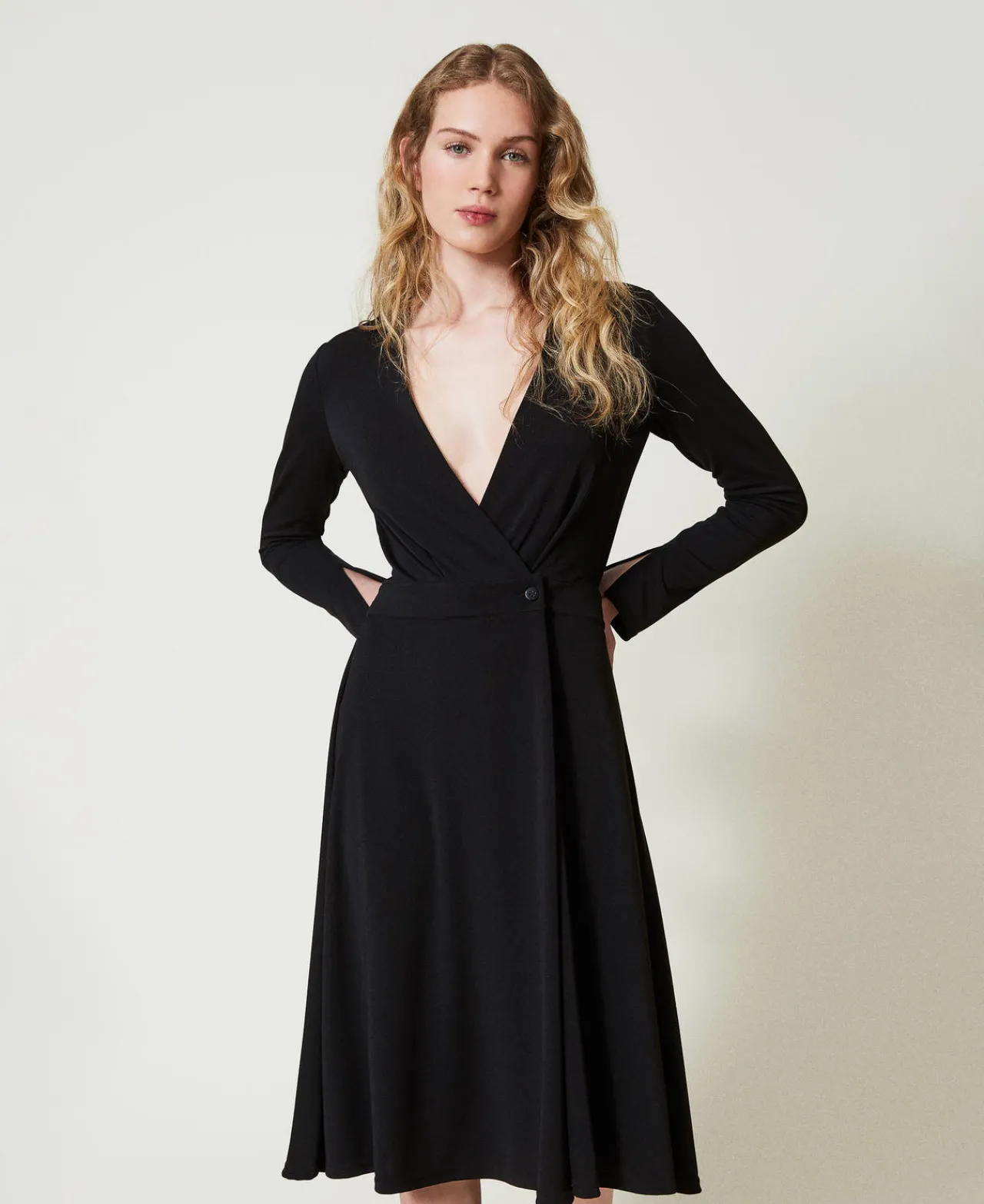 Robes Midi*TWINSET Milano Robe Midi En Jersey Crêpé Noir