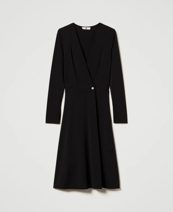 robe_midi_en_jersey_crp_1.webp Robes Midi*TWINSET Milano Robe Midi En Jersey Crêpé Noir