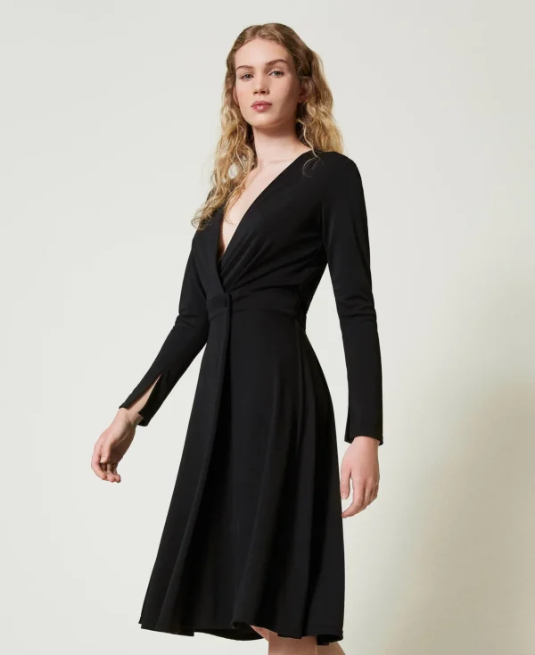 robe_midi_en_jersey_crp_2.webp Robes Midi*TWINSET Milano Robe Midi En Jersey Crêpé Noir