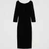 robe_midi_en_maille_avec__1.webp Robes En Maille | Robes Midi*TWINSET Milano Robe Midi En Maille Avec Ajours Et Clous Noir