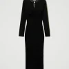 robe_midi_en_maille_avec__1-2.webp Robes Élégantes | Robes En Maille*TWINSET Milano Robe Midi En Maille Avec Tulle Noir