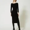 robe_midi_en_maille_avec__3.webp Robes En Maille | Robes Midi*TWINSET Milano Robe Midi En Maille Avec Ajours Et Clous Noir