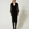 Robes De Cérémonie | Robes Élégantes*TWINSET Milano Robe Midi En Maille Et Dentelle Noir