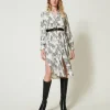 Robes De Cérémonie | Robes Midi*TWINSET Milano Robe Midi Jacquard Avec Imprimé Jaguar Imprimé Jaguars Noir/Blanc Neige