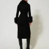 robecardigan_longue_en_la_3.webp Pulls Et Cardigans | Robes De Cérémonie*TWINSET Milano Robe-cardigan Longue En Laine Mélangée Et Fausse Fourrure Noir