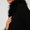 robecardigan_longue_en_la_4.webp Pulls Et Cardigans | Robes De Cérémonie*TWINSET Milano Robe-cardigan Longue En Laine Mélangée Et Fausse Fourrure Noir