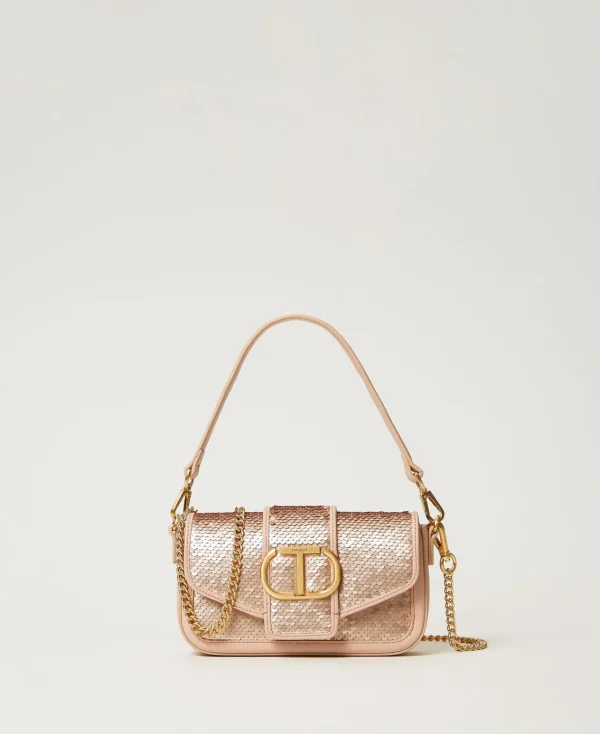 Mini Sacs | Sacs Porté Épaule*TWINSET Milano Sac à Bandoulière «Amie» Avec Sequins Rose « Peach Pink »