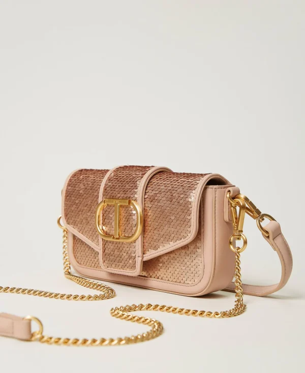 Mini Sacs | Sacs Porté Épaule*TWINSET Milano Sac à Bandoulière «Amie» Avec Sequins Rose « Peach Pink »