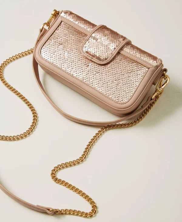 Mini Sacs | Sacs Porté Épaule*TWINSET Milano Sac à Bandoulière «Amie» Avec Sequins Rose « Peach Pink »
