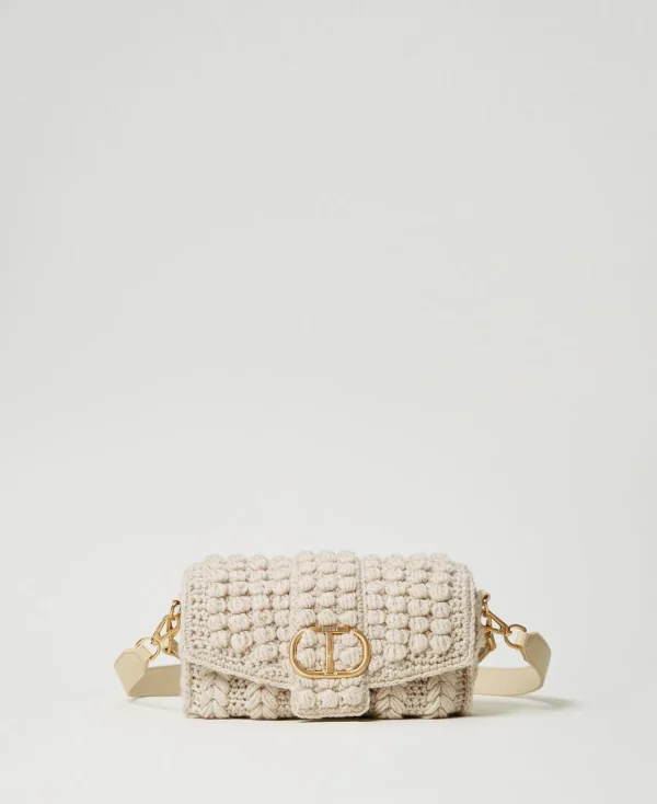Sacs Porté Épaule | Sacs À Bandoulière*TWINSET Milano Sac à Bandoulière «Amie» Moyen En Tricot Blanc « White Cream »
