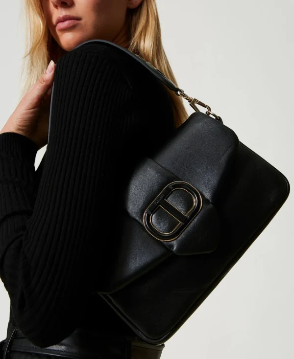 Sacs Porté Épaule | Sacs À Bandoulière*TWINSET Milano Sac à Bandoulière «Amie» Moyen En Cuir Nappa Noir