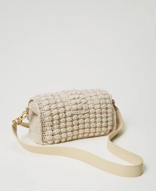 Sacs Porté Épaule | Sacs À Bandoulière*TWINSET Milano Sac à Bandoulière «Amie» Moyen En Tricot Blanc « White Cream »