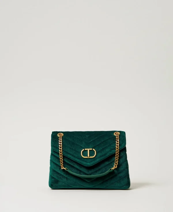 Sacs Porté Épaule | Sacs À Bandoulière*TWINSET Milano Sac à Bandoulière «Dreamy» Moyen En Velours Vert « Monstera Green »