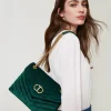 Sacs Porté Épaule | Sacs À Bandoulière*TWINSET Milano Sac à Bandoulière «Dreamy» Moyen En Velours Vert « Monstera Green »