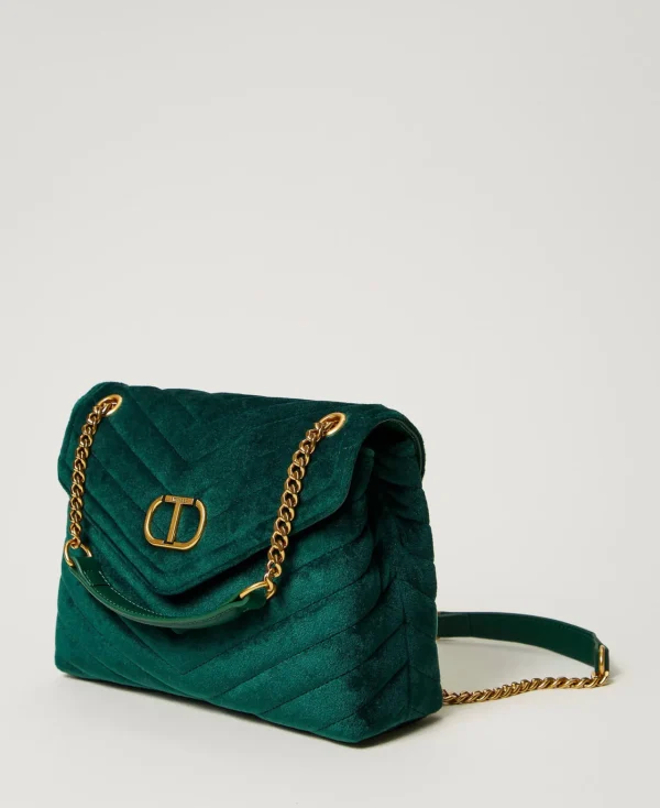 Sacs Porté Épaule | Sacs À Bandoulière*TWINSET Milano Sac à Bandoulière «Dreamy» Moyen En Velours Vert « Monstera Green »