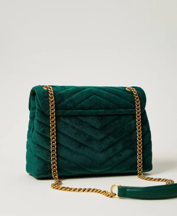 Sacs Porté Épaule | Sacs À Bandoulière*TWINSET Milano Sac à Bandoulière «Dreamy» Moyen En Velours Vert « Monstera Green »
