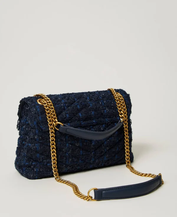 Sacs Porté Épaule | Sacs À Main*TWINSET Milano Sac à Bandoulière «Dreamy» Moyen En Tweed Bouclé Bleu Denim/Noir