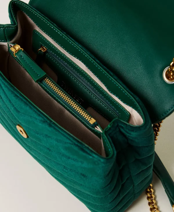 Sacs Porté Épaule | Sacs À Bandoulière*TWINSET Milano Sac à Bandoulière «Dreamy» Moyen En Velours Vert « Monstera Green »
