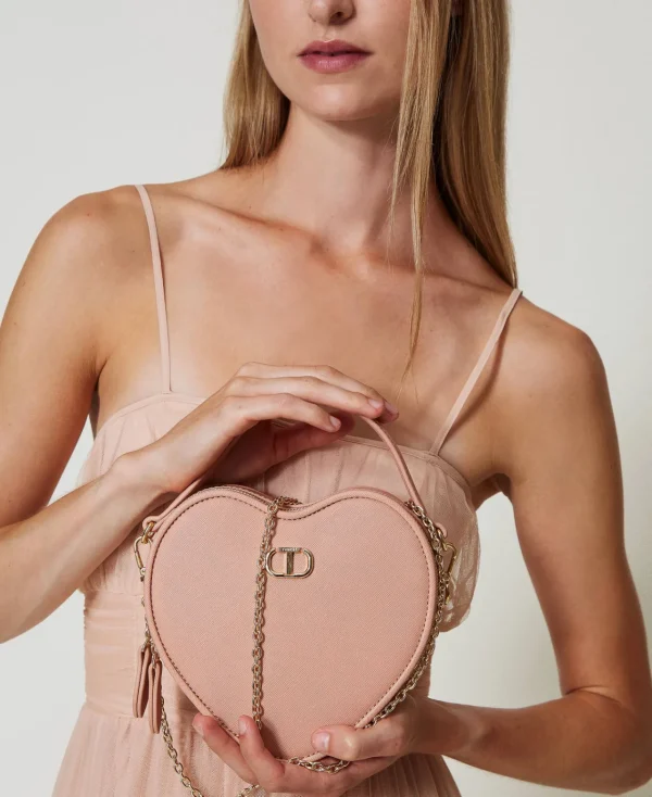 Sacs Porté Épaule | Sacs À Main*TWINSET Milano Sac à Bandoulière En Cœur «Mon Amour» Rose Poudre