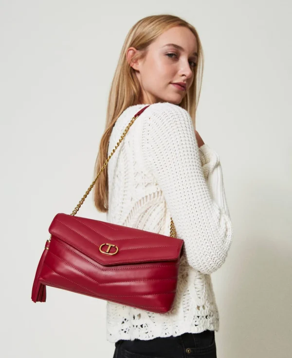 sac__bandoulire_moyen_dre_1.webp Sacs Porté Épaule | Sacs À Bandoulière*TWINSET Milano Sac à Bandoulière Moyen «Dreamy» En Cuir Bordeaux