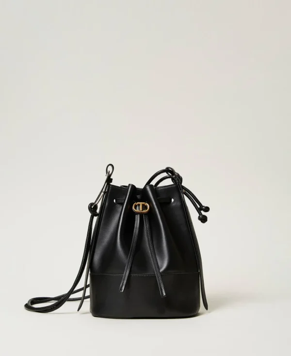 sac_seau_jane_en_cuir_1.webp Sacs Porté Épaule | Sacs À Bandoulière*TWINSET Milano Sac Seau «Jane» En Cuir Noir