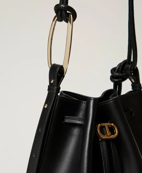 sac_seau_jane_en_cuir_3.webp Sacs Porté Épaule | Sacs À Bandoulière*TWINSET Milano Sac Seau «Jane» En Cuir Noir