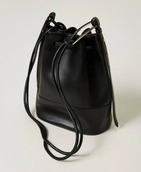 sac_seau_jane_en_cuir_4.webp Sacs Porté Épaule | Sacs À Bandoulière*TWINSET Milano Sac Seau «Jane» En Cuir Noir