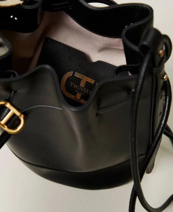 sac_seau_jane_en_cuir_5.webp Sacs Porté Épaule | Sacs À Bandoulière*TWINSET Milano Sac Seau «Jane» En Cuir Noir