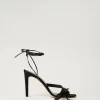 sandales_avec_lacets_et_p_1.webp Chaussures À Talons | Escarpins Et Sandales*TWINSET Milano Sandales Avec Lacets Et Plumes Noir