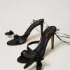 sandales_avec_lacets_et_p_2.webp Chaussures À Talons | Escarpins Et Sandales*TWINSET Milano Sandales Avec Lacets Et Plumes Noir