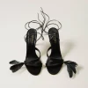 sandales_avec_lacets_et_p_4.webp Chaussures À Talons | Escarpins Et Sandales*TWINSET Milano Sandales Avec Lacets Et Plumes Noir