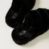 sandales_slides_en_fausse_3.webp Escarpins Et Sandales | Chaussures Plates*TWINSET Milano Sandales Slides En Fausse Fourrure Noir