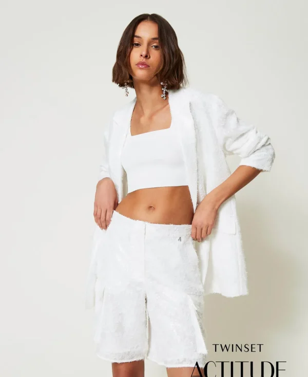 short_avec_sequins_allove_0.webp Shorts*TWINSET Milano Short Avec Sequins All-over Blanc "Papers"