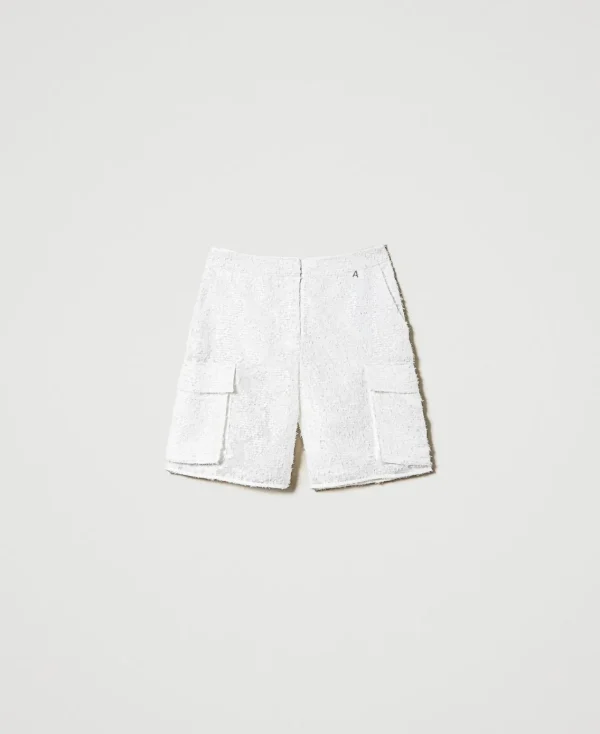 short_avec_sequins_allove_1.webp Shorts*TWINSET Milano Short Avec Sequins All-over Blanc "Papers"