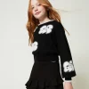 short_avec_volants_et_log_0.webp Pantalons Et Jeans*TWINSET Milano Short Avec Volants Et Logo Noir