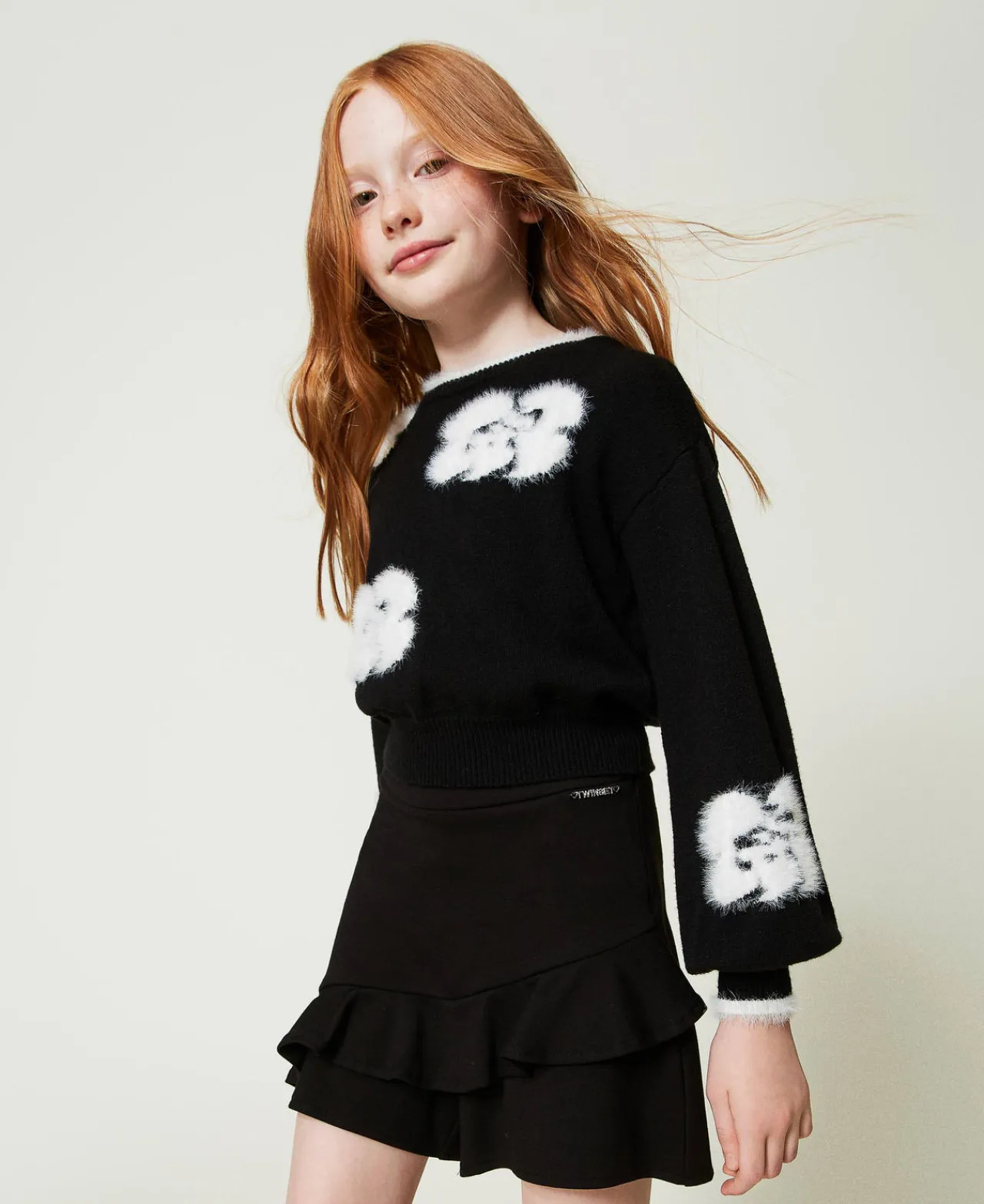 short_avec_volants_et_log_0.webp Pantalons Et Jeans*TWINSET Milano Short Avec Volants Et Logo Noir