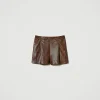 Shorts*TWINSET Milano Short Effet Cuir Lézard Imprimé Lézard Café/Noir
