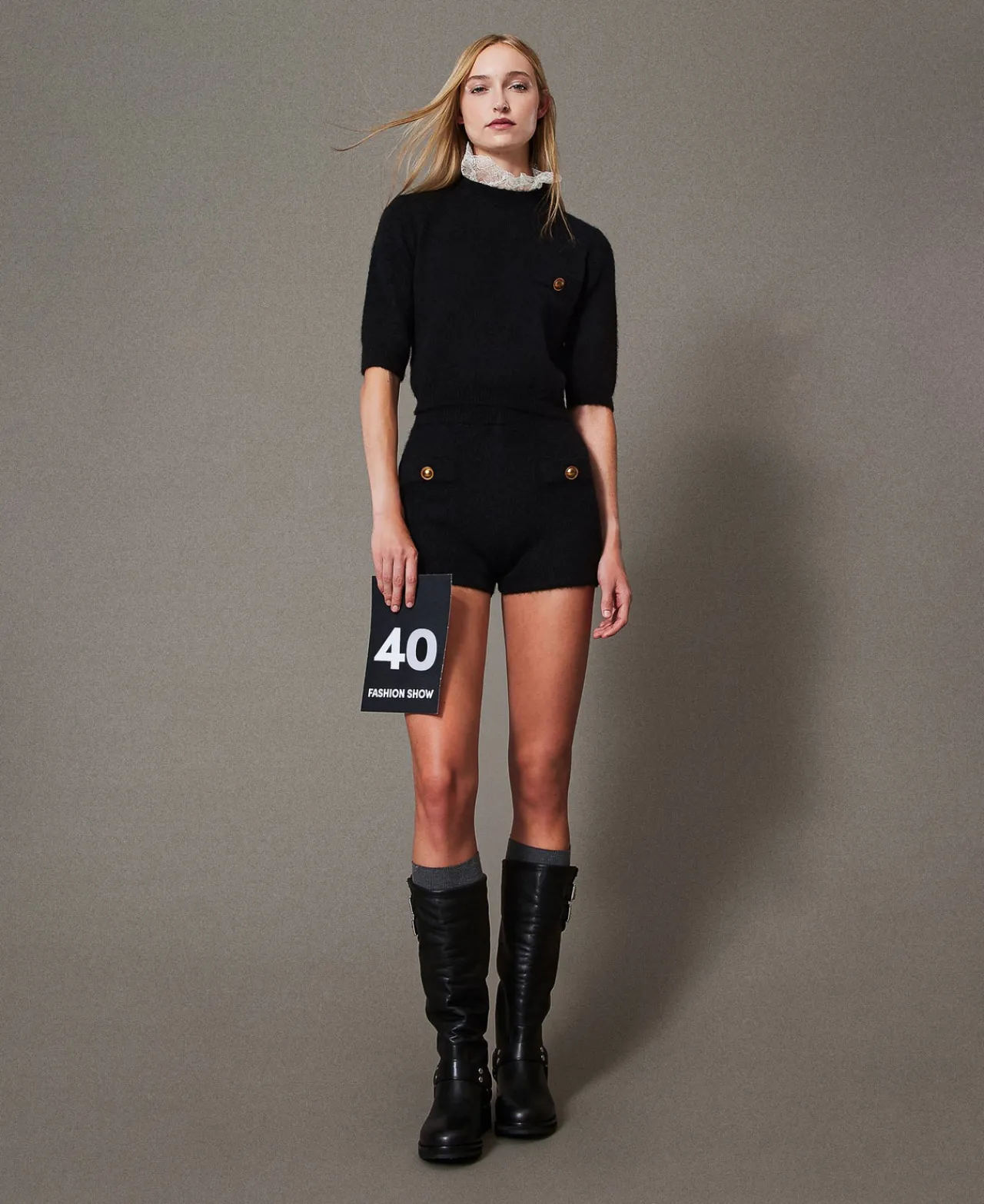 short_emily_en_maille_de__0.webp Shorts*TWINSET Milano Short «Emily» En Maille De Mohair Mélangé Noir