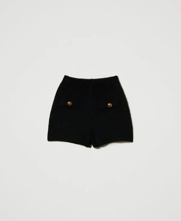 short_emily_en_maille_de__1.webp Shorts*TWINSET Milano Short «Emily» En Maille De Mohair Mélangé Noir