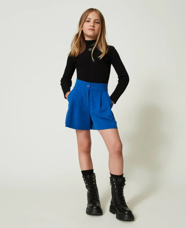 short_en_flanelle_0.webp Pantalons Et Jeans*TWINSET Milano Short En Flanelle Bleu « Surf »